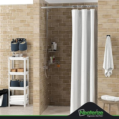 NEATERIZE Stall Shower Curtain White - Hotel Style Shower Curtains for Bathroom with Waffle Design, 36x72 Inches - White Fabric Shower Curtain - Cortinas de Baño Elegantes - size: 36"W x 72"L (Pack of 1)