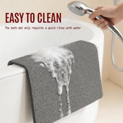 24 * 24in Shower Mat Bathtub Mat Non Slip | Bathmats Non Slip, Quick Drying Foot Scrubber Loofah Mats for Inside Shower, Tub, Bathroom, Home, Grey - color: Grey, size: 24" x 24" (Rectangular)