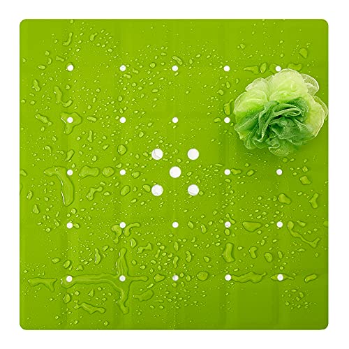 Webos Shower Mat for Textured Surface：Silicone Non Slip Shower Mat Without Suction Cups Foldable - Square Bath Mat for Reglazed Tub Textured Shower Floor (Green, 21x21) - color: Green