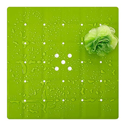 Webos Shower Mat for Textured Surface：Silicone Non Slip Shower Mat Without Suction Cups Foldable - Square Bath Mat for Reglazed Tub Textured Shower Floor (Green, 21x21) - color: Green