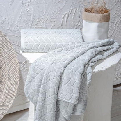 BAGNO MILANO Turkish Cotton Bath Towels, Hand Towels - Soft Plush Jacquard Collection - Highly Absorbent Towel Set (Light Grey, 2 pcs Bath Towel Set) - color: Light Grey, size: 2 pcs Bath Towel Set