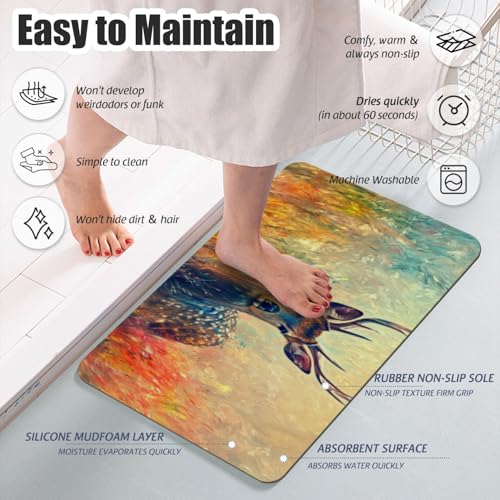 Bathroom Runner Mat Rugs Long,Hipster Deer Landscape Nature Scenery Picture Diatomite Stone Bath Mat Large Absorbent Diatomaceous Earth Mat Non Slip Fast Dry Shower Mat Bathroom Rugs 16x42in - color: Design07