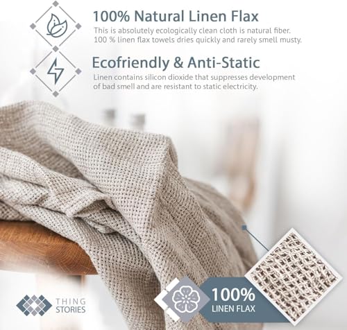 100% Linen Bath Sheet 35x70 - European Flax Open Weave Linen Bath Towel Oversized - Lightweight Absorbent Exfoliating Bath Sheets Towels for Adults - Quick-Drying XL Travel Towel Extra Large - size: 35x70 Inch Bath Sheet