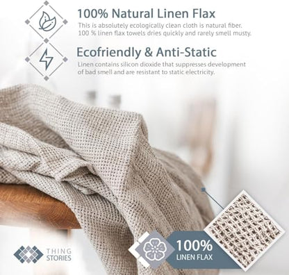 100% Linen Bath Sheet 35x70 - European Flax Open Weave Linen Bath Towel Oversized - Lightweight Absorbent Exfoliating Bath Sheets Towels for Adults - Quick-Drying XL Travel Towel Extra Large - size: 35x70 Inch Bath Sheet