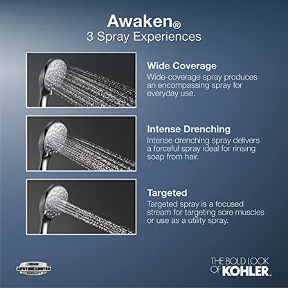 KOHLER K76471-G-BL Awaken 1.75 GPM Retrofit Shower - Includes Shower Head, Hand Shower, Slide Bar and Hose, Matte Black - color: Matte Black