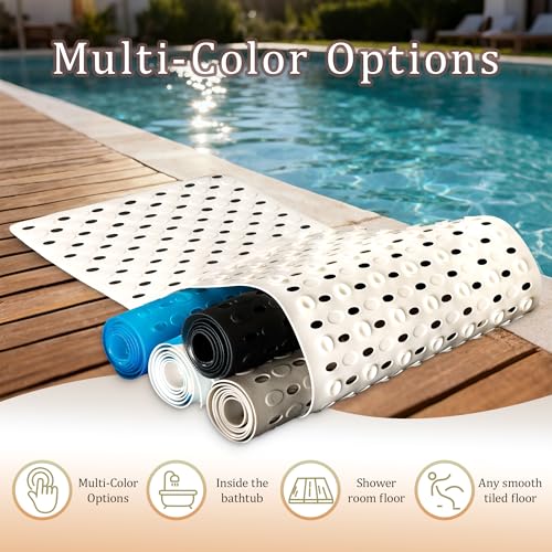 Non-Slip Bathtub Mats Bath Mat Machine Washable with Suction Cups for Tub, 39x15.5 inch, White - color: White