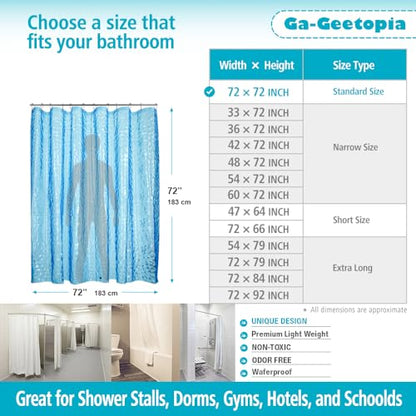 Ga-Geetopia EVA 3D Blue Pearl Water Cube Plastic Shower Curtain Liner - Premium Light Weight 72" x 72" Blue Bathroom Shower Showroom Curtain Liner with Rustproof Metal Gromments and Weighted Magnet - color: Blue Cube, size: 72"W x 72"L (Pack of 1)