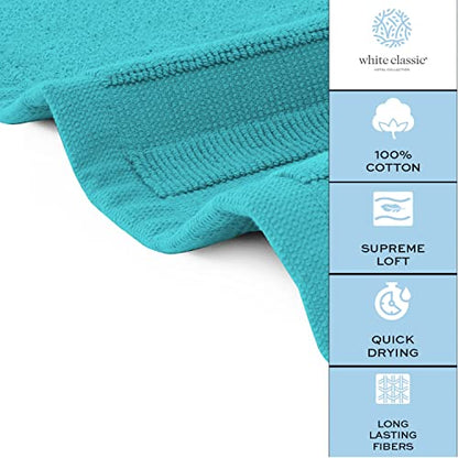 White Classic Luxury Bath Mat Floor Towel Set - Absorbent Cotton Hotel Spa Shower/Bathtub Mats [Not a Bathroom Rug] 22"x34" | 2 Pack | Aqua - color: 12: Aqua