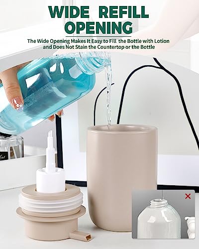 BosilunLife Foam Soap Dispenser, Hand Pump Dispenser for Kitchen Sink | Ceramic Foaming Hand Wash Dispenser for Bathroom Modern Farmhouse Small Soap Dispenser Lotion (Khaki, Foam Pump) - color: Khaki-foam Pump
