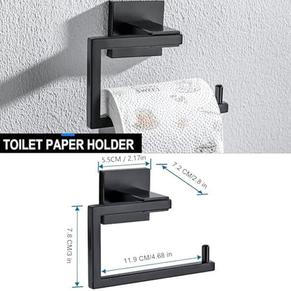 YACVCL 5 Pieces Black Bathroom Accessorie Set 23.6 Inch Towel Bar Set,SUS304Stainless Steel Bathroom Hardware Set,Wall Mounted Towel Holder Set for Bathroom - color: Black