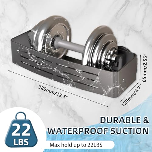 Onemake Shower Caddy Suction Cup, 2 Pack Shower Shelf with Hooks for Bath | No-drilling Rustproof Aluminum Removable Caddy with Towel Bar, Waterproof Shower Organizer, Corner Shampoo Holder, Gray - style: 2 Tier-Gray Square Caddies
