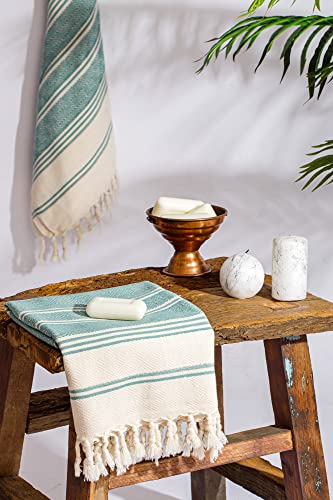 DEMMEX Organic Cotton Turkish Hand Towels for Bathroom & Kitchen – 100% Oeko-TEX Certified Turkish Cotton, Quick Dry Lightweight Diamond Weave, Large 18x36 Inches, Set of 2, Sage Green - color: Sage Green