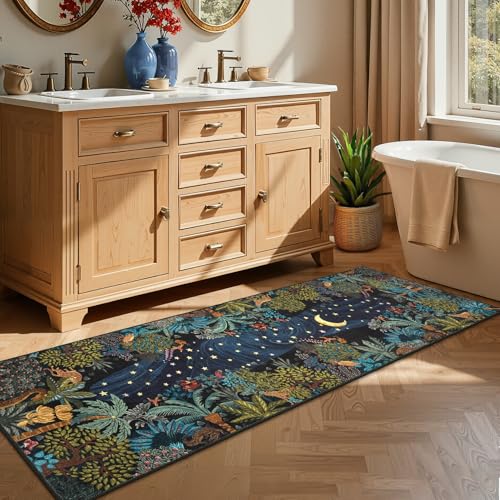 GarveeHome Jungle Animal Washable Area Rug - color: Blue, size: 3' x 7' (Rectangular)