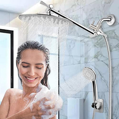 NearMoon Solid Brass G1/2" Shower Arm All Metal Universal 3-Way Diverter Valve for Handheld and Fixed Head, Replacement Component Adapter (Brushed Nickel) - color: Brushed Nickel