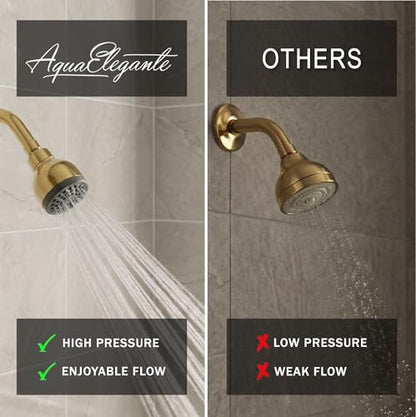 High Pressure Shower Head - 1.8 GPM - Polished Brass | Best 3 Inch Wall Mount Bathroom Showerhead For Boosting Low Flow With Anti-Clog Nozzles, Adjustable Brass Ball Joint - color: Polished Brass, size: 1.8 GPM