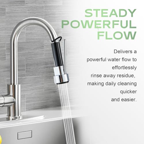 Pull Down Kitchen Faucet Replacement Head, 3-Mode Spray Head with Stream/Spray/Pause, High Pressure Anti-Clog Nozzle, Easy Installation, Universal Fit for Most Kitchen Faucets Chrome - color: Industrial Spray Head - Chrome