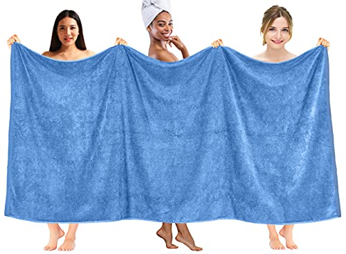 DAN RIVER Pack of 1 Jumbo Bath Sheet 40x80 Inches, Extra Large Bath Towel, Super Soft, Highly Absorbment & Quick Dry Cotton Towels - Medium Blue - color: Medium Blue