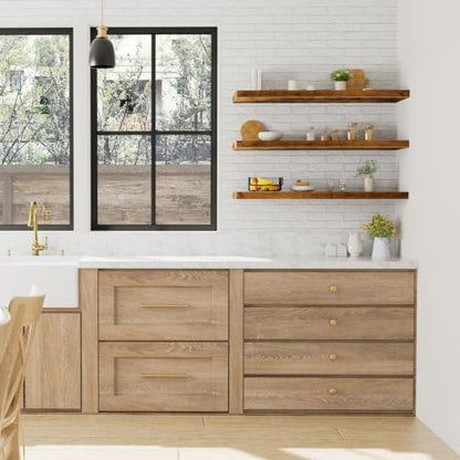 QEEIG 12" Deep Floating Shelves for Wall - 12 x 36 inch Book Shelf Bathroom Bedroom Kitchen Living Room Hanging Bookshelf Farmhouse Set of 3, Brown (026-90BN3) - color: A. Brown, size: 35.4" x 12"