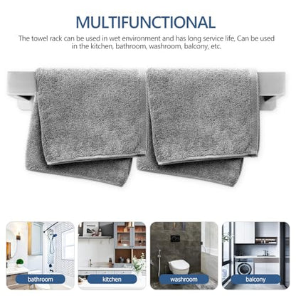 ABOOFAN Stainless Steel Adhesive Towel Rack Bar Wall-Mounted Bathroom Towel Holder Brushed Finish No-Drill Installation for Shower and Washroom