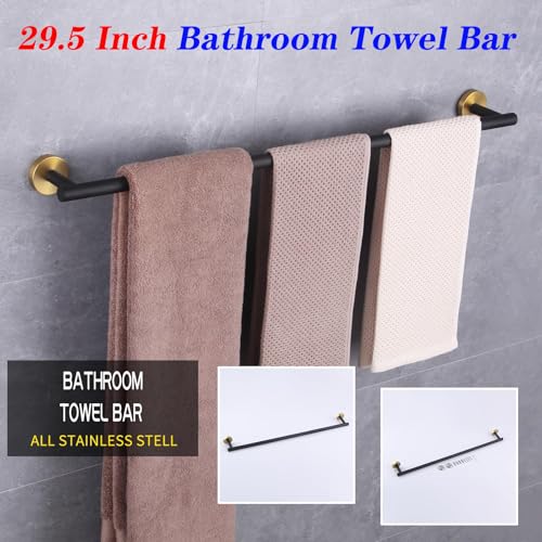 GERZWY Black & Gold Towel Bar, 30 Inch Stainless Steel Bathroom Wall Mounted Towel Rail, Hand Towel Holder AG1101C75-BD - color: Black & Gold, size: 30 Inch (Pack of 1)
