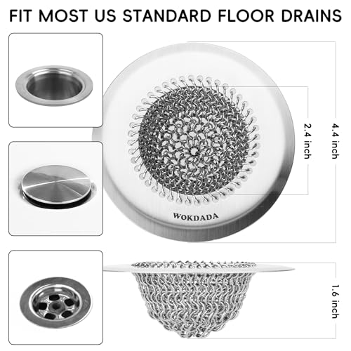 Shower Hair Drain Catcher & Bathtub Drain Stopper Set, 4.4" | Reversible Flip Clean, Anti-Clog Mesh, Fast Drainage, Anti-Slip Base, Rust-Proof, for Bathtub & Shower Drains, Patented - color: Gray Silver