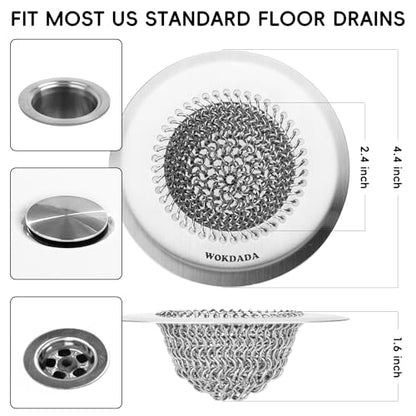Shower Hair Drain Catcher & Bathtub Drain Stopper Set, 4.4" | Reversible Flip Clean, Anti-Clog Mesh, Fast Drainage, Anti-Slip Base, Rust-Proof, for Bathtub & Shower Drains, Patented - color: Gray Silver