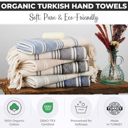 DEMMEX Organic Cotton Turkish Hand Towels for Bathroom & Kitchen – 100% Oeko-TEX Certified Turkish Cotton, Quick Dry Lightweight Diamond Weave, Large 18x36 Inches, Set of 2, Sage Green - color: Sage Green