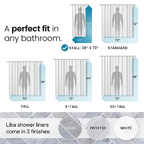 LiBa Shower Curtain PEVA 8G, 36x72 Inch Waterproof Clear | Non-toxic shower liner, waterproof plastic shower curtain, rust-proof grommets, weighted magnets, bathroom accessories - color: 8g Peva - Clear, size: 36"W x 72"L (Pack of 1)