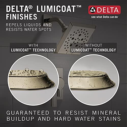 Delta Polished Nickel Square Rain Shower Head, 12 Inch Metal Large Shower Head Rainfall, Overhead Rain Showerhead, 2.5 GPM Flow Rate, Lumicoat Polished Nickel 52159-PN-PR25 - color: Polished Nickel