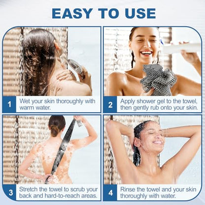 5 Pack Back Scrubber for Shower – Exfoliating Shower Towel, Japanese & Korean Scrub Washcloth, Body Exfoliator, Loofah/Luffa Sponge Bath Cloth, Exfoliating Scrub Towel, Back Washer for Women & Men