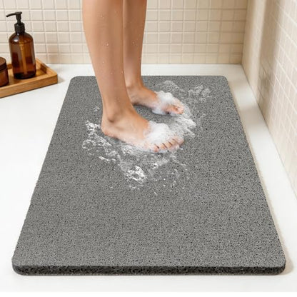 32 * 24in Shower Mat Bathtub Mat Non Slip | Bathmats Non Slip, Quick Drying Foot Scrubber Loofah Mats for Inside Shower, Tub, Bathroom, Home, Grey - color: Grey, size: 32" x 24" (Rectangular)