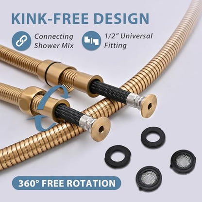 39 Inches 304 Stainless Steel Shower Hose Extra Long Gold | High pressure Bidet Hose,Flexible Showerhead Hose Replacement,Used In RV,Showerhead,Sprayer,Bidet,Pet Cleaning,Faucet,Bathtub - color: Gold, size: 39 Inches