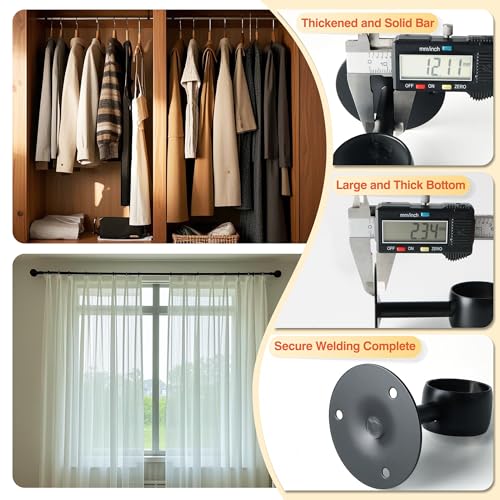 Alise Curtain Rod Holder Bracket 38mm Dia,Closet Rod Holders Wall Mount | Ceiling Mounted,Curtain Rod Flange Brackets,Ceiling Curtain Rods Brackets,for Bathroom Curtain,Stainless Steel,Black,4 Pcs - color: Matte Black, size: 38mm/1-1/2 Inch Dia.