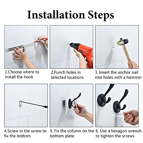Coat Hooks Matte Black Bathroom Towel Hooks Modern Wall Hooks Heavy Duty 4 Pack, Wall Mounted Rustproof Metal Shower Hook for Bathrooms Bedroom Kitchen Hotel Garage - color: Black, size: Style B