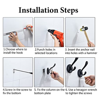 Coat Hooks Matte Black Bathroom Towel Hooks Modern Wall Hooks Heavy Duty 4 Pack, Wall Mounted Rustproof Metal Shower Hook for Bathrooms Bedroom Kitchen Hotel Garage - color: Black, size: Style B