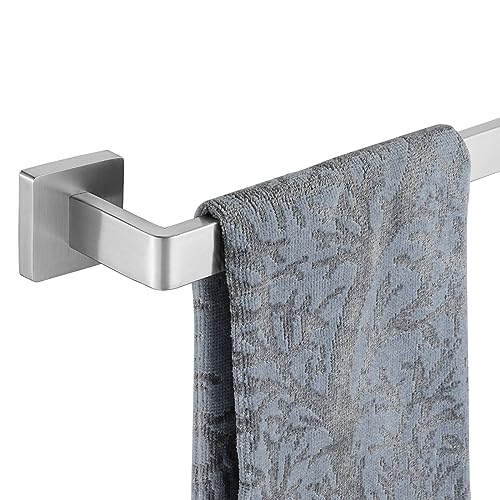JQK Brushed Towel Bar, Rounded Edges 18.41 Inch Towel Rack, 304 Stainless Steel Bathroom Wall Mount, Useable Length 16 Inch, TB250L16-BN - color: Brushed Steel, size: 16.41 Inch
