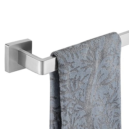 JQK Brushed Towel Bar, Rounded Edges 18.41 Inch Towel Rack, 304 Stainless Steel Bathroom Wall Mount, Useable Length 16 Inch, TB250L16-BN - color: Brushed Steel, size: 16.41 Inch