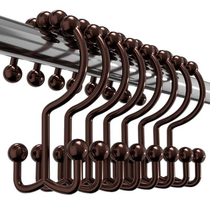 Utopia Bedding Double Glide Shower Curtain Hooks, 12 Pack, Bronze | Premium rust-resistant shower curtain rings provide reliable performance in bathrooms, guest rooms, and hotels - color: Bronze