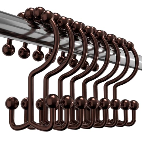 Utopia Bedding Double Glide Shower Curtain Hooks, 12 Pack, Bronze | Premium rust-resistant shower curtain rings provide reliable performance in bathrooms, guest rooms, and hotels - color: Bronze