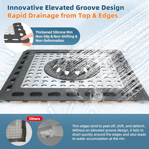Hibbent Upgraded Shower Drain Hair Catcher, Shower Cover for Bathroom Floor 4" Drain, Anti-Clogging Bathtub Strainer, Stainless Steel Kitchen Sink Strainer with Handle, Black - color: 4' Black