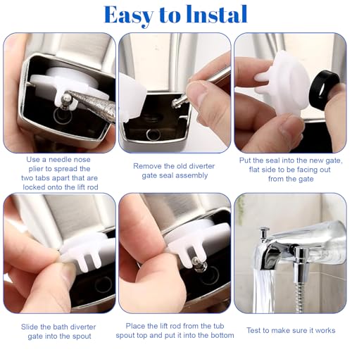 6 Sets Tub Spout Diverter Repair Kit, Shower Diverter Repair Kit | Tub Spout with Diverters Tubs Spouts Replacement Repairs Parts for Bathroom Bathtub Faucet Universal Valve Replacements Kits