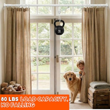 Shower Curtain Rod Tension, No Drilling, Adjustable 45-109 In, White | 1.26" Diameter Heavy Duty Tension Rod, Easy Install, Renter Friendly,Rustproof, for Bathroom Window Living Room Divider Patio - color: White, size: 45-109"