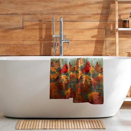 Giwawa Fall Birds Hand Towel Set of 2 Autumn Trees Maple Leaves Orange Towel Rustic Thanksgiving Face Towel Ultra Soft Fast Drying Seasonal Dish Wash Cloth for Hotel Bathroom Gym Home - color: Fall Birds