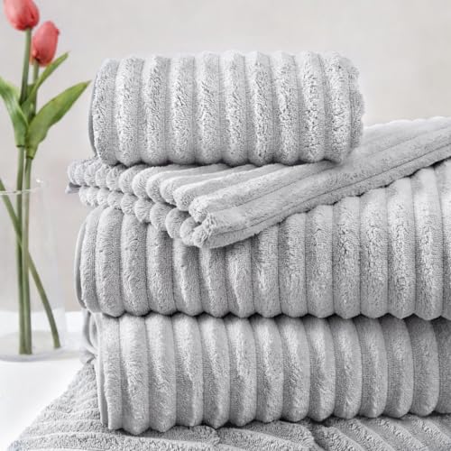 Extra Large Bath Towel Set 10 Piece, XL Bath Towels 35"x67" Oversized Bath Sheets, 280 GSM Microfiber Quick Dry Absorbent Towels, 5 Bath Sheets & 5 Hand Towels (Light Gray) - color: Light Gray, size: Bath towel 35" x 67"+hand towel 30"x13"