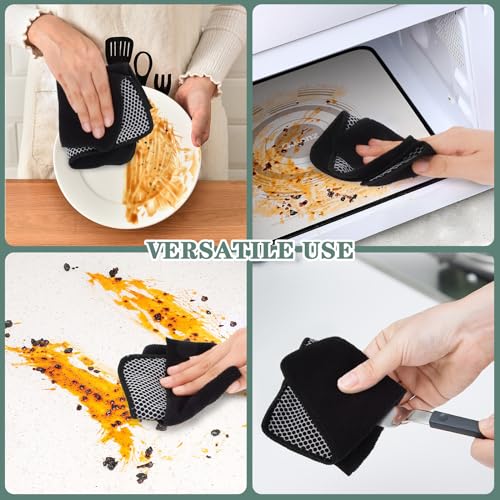 Dish Cloth for Washing Dishes Kitchen Washcloth Cleaning Cloth | 7.87x7.87inch 10pack Kitchen Towels Rags, Microfiber Cleaning Cloths, Wash Cloths with Poly Scour Side, Wholesale, Black - color: Black, size: 7.87inchx7.87inch 10pack