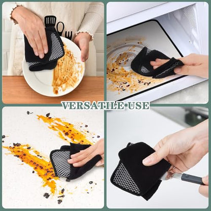 Dish Cloth for Washing Dishes Kitchen Washcloth Cleaning Cloth | 7.87x7.87inch 10pack Kitchen Towels Rags, Microfiber Cleaning Cloths, Wash Cloths with Poly Scour Side, Wholesale, Black - color: Black, size: 7.87inchx7.87inch 10pack