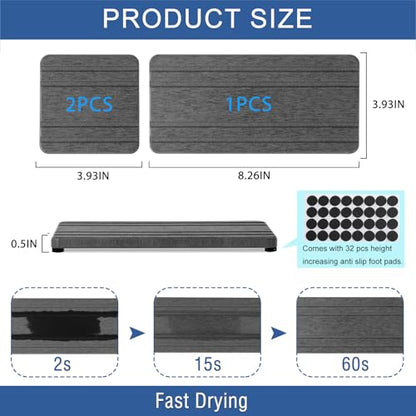 3PCS Water Absorbing Stone Tray, DryingNeat Diatomite Stone Sink Tray, Instant Dry Sink Coasters, Kitchen Sponge Hand Soap Holder, Countertop Fast Drying Counter Trays,8 * 4inch and 4 * 4inch - color: 1pcs 21×10cm + 2pcs 10×10cm Dark Gray Stripe