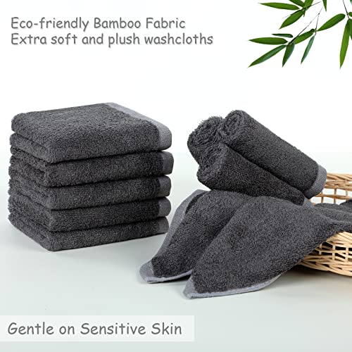 Yoofoss Luxury Washcloths Towel Set 10 Pack Baby Wash Cloth for Bathroom-Hotel-Spa-Kitchen Multi-Purpose Fingertip Towels and Face Cloths 10'' x 10'' - Dark Grey - color: Dark Grey