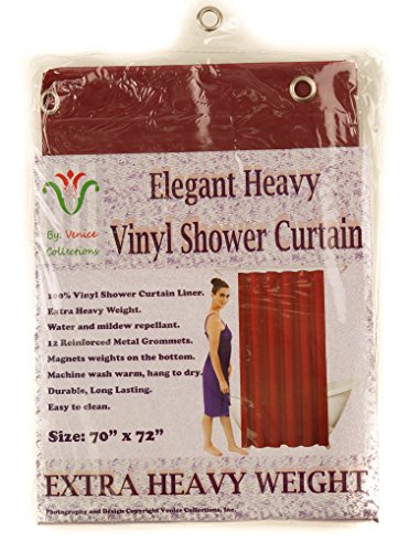 Elegant Home Heavy Duty Vinyl Shower Curtain Liner with 12 Metal Grommets Burgundy - color: Burgundy