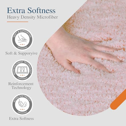 Walensee Blush Bath Mat (24 x 72), High Pile Microfiber, Extra Soft, Absorbent, Non-Slip, Machine Washable, Luxury Bathroom Rug - color: Blush, size: 24" x 72"